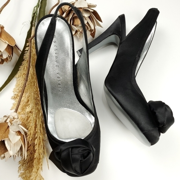 Martinez Valero Blk ButtonBow BabyDoll Slingback 9 - Picture 14 of 15